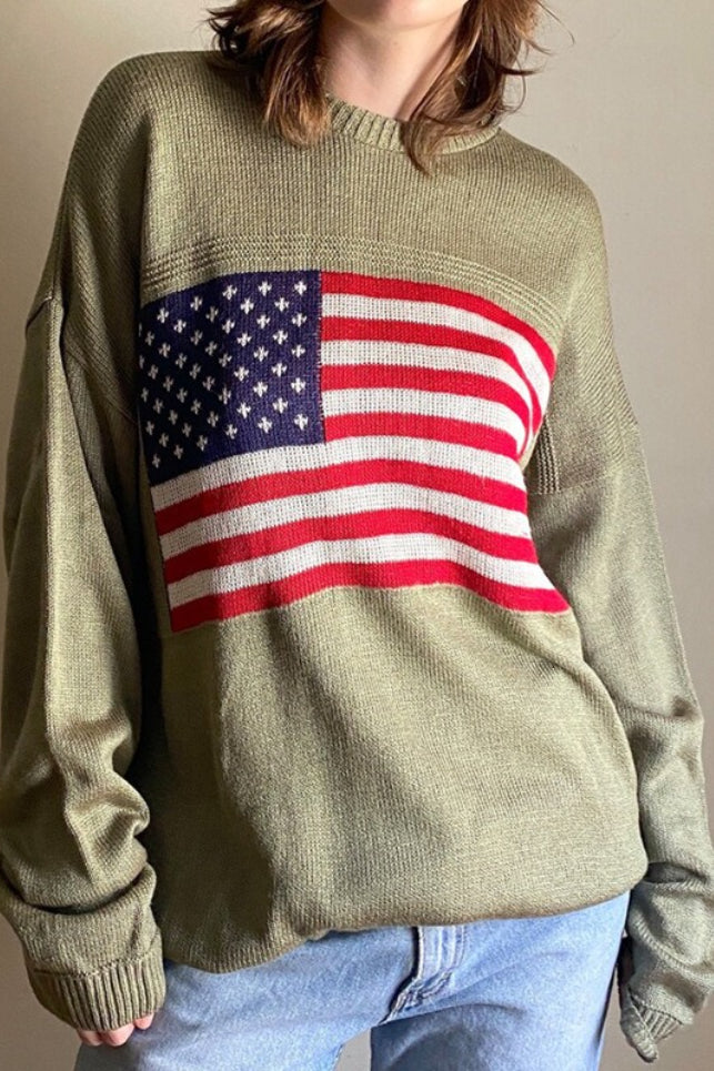 USA | Women's Sweater, Retro High Neck Graphic Winter Knit