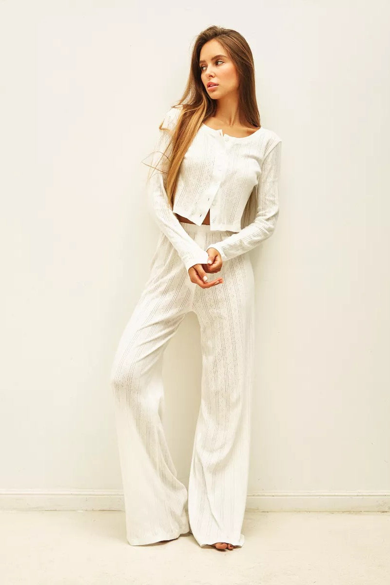 Noor | Women's Two-Piece Set, Soft Cutout Jacquard Co-Ord