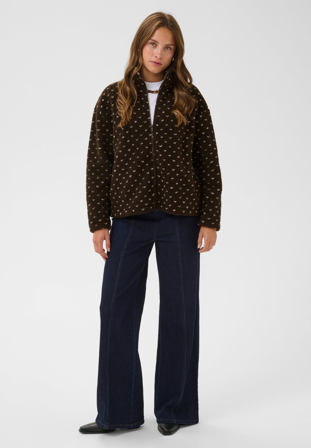 Beatrix | Women's Polka Dot Fleece Jacket High Neck Autumn Winter