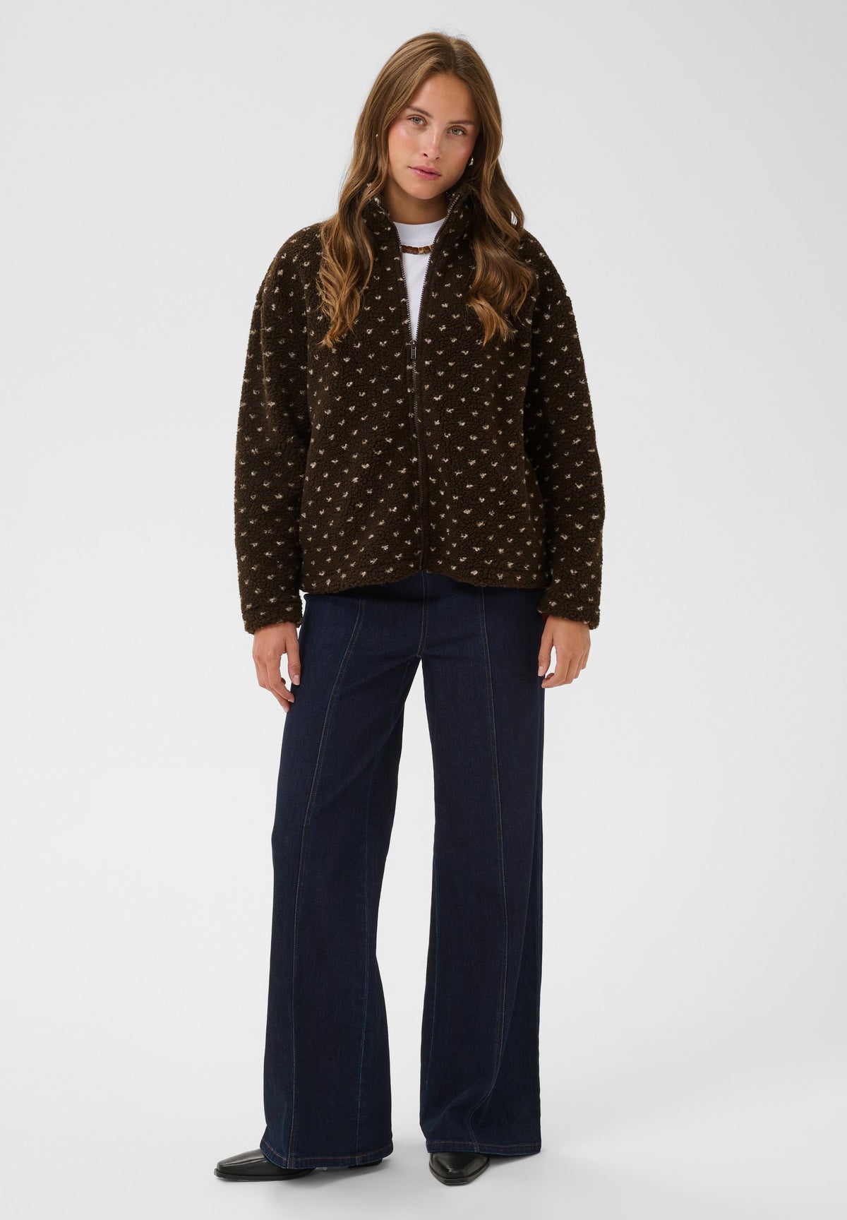 Beatrix | Women's Polka Dot Fleece Jacket High Neck Autumn Winter