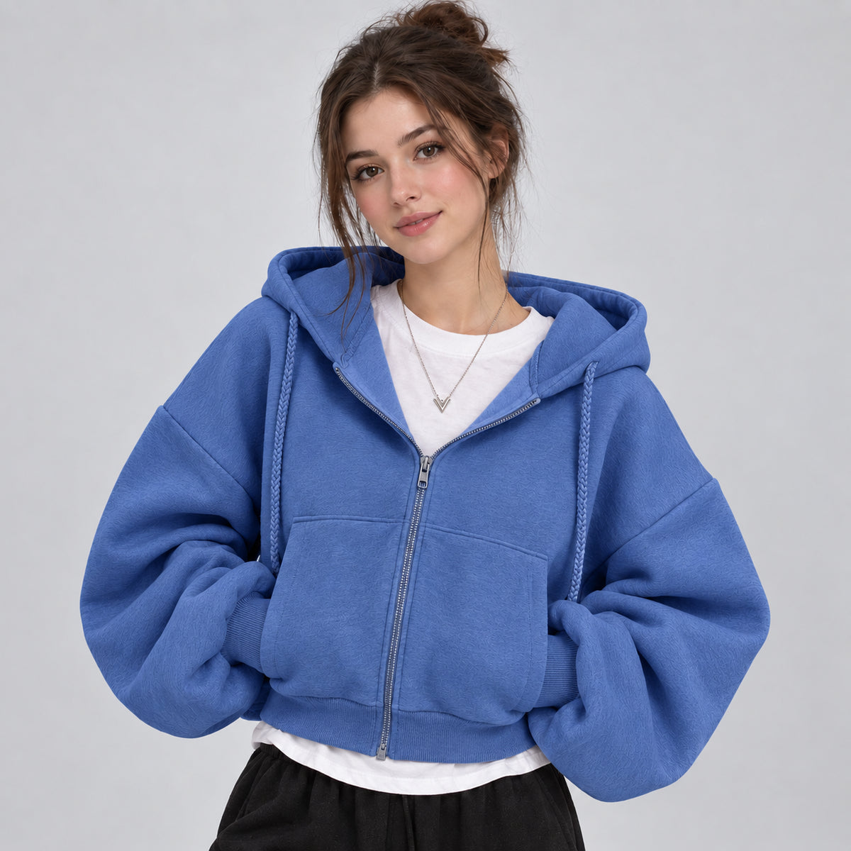 Bellamy | Women's Cropped Zip Up Hoodie Fleece Lined Autumn Winter