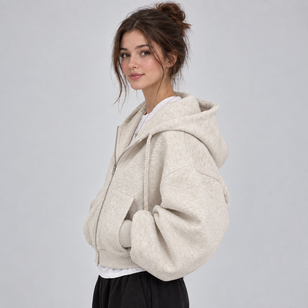 Bellamy | Women's Cropped Zip Up Hoodie Fleece Lined Autumn Winter