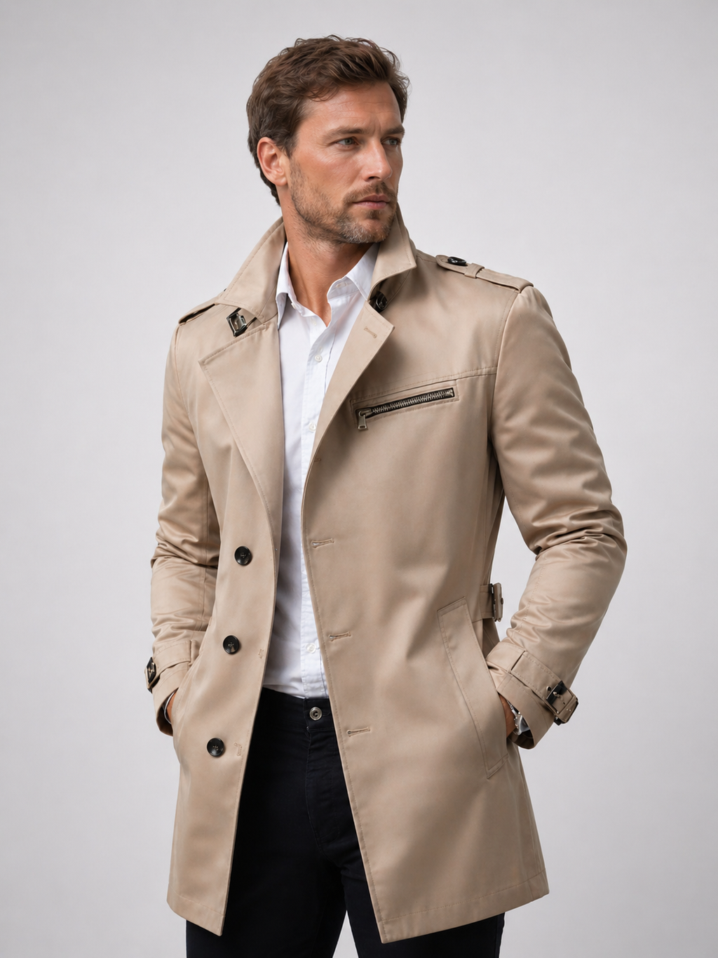 Elliott | Men's Belted Trench Coat, Classic Tailored Winter Coat
