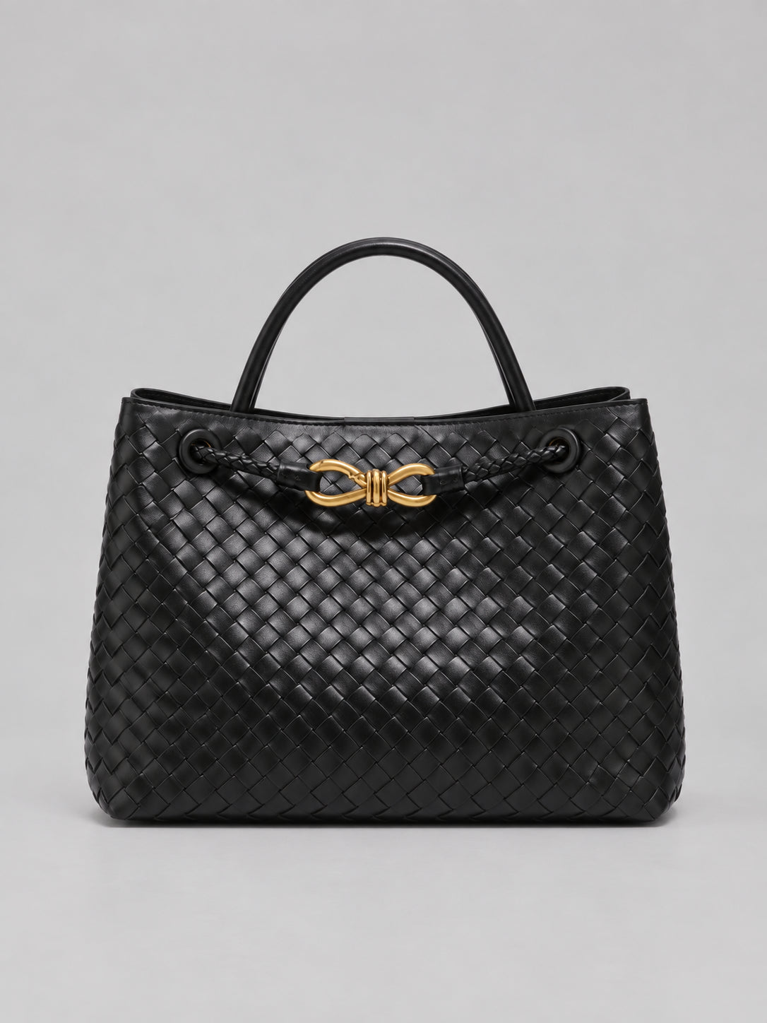 Bianca | Women's Woven Vegan Leather Tote Bag Gold Detail Handbag