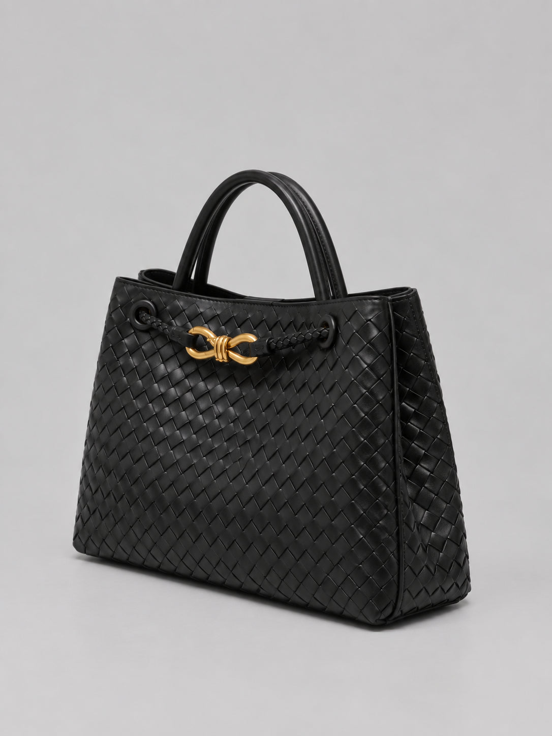 Bianca | Women's Woven Vegan Leather Tote Bag Gold Detail Handbag