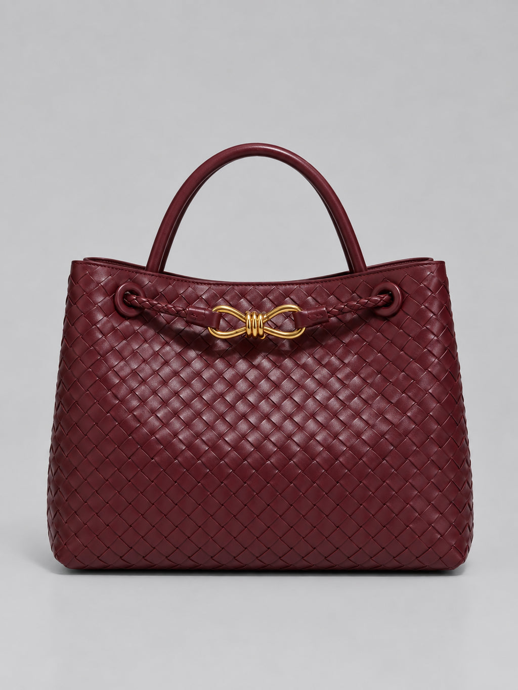 Bianca | Women's Woven Vegan Leather Tote Bag Gold Detail Handbag