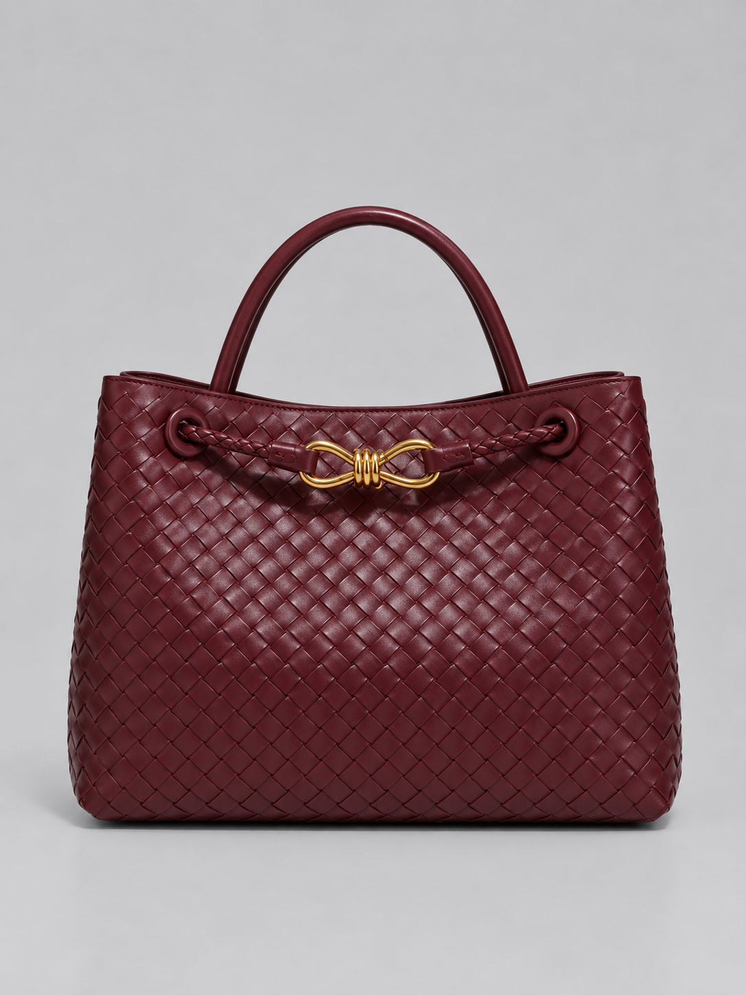 Bianca | Women's Woven Vegan Leather Tote Bag Gold Detail Handbag