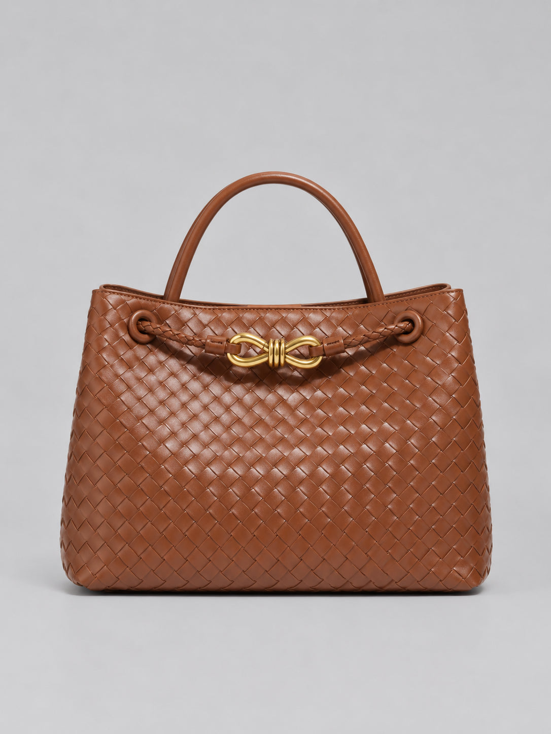 Bianca | Women's Woven Vegan Leather Tote Bag Gold Detail Handbag