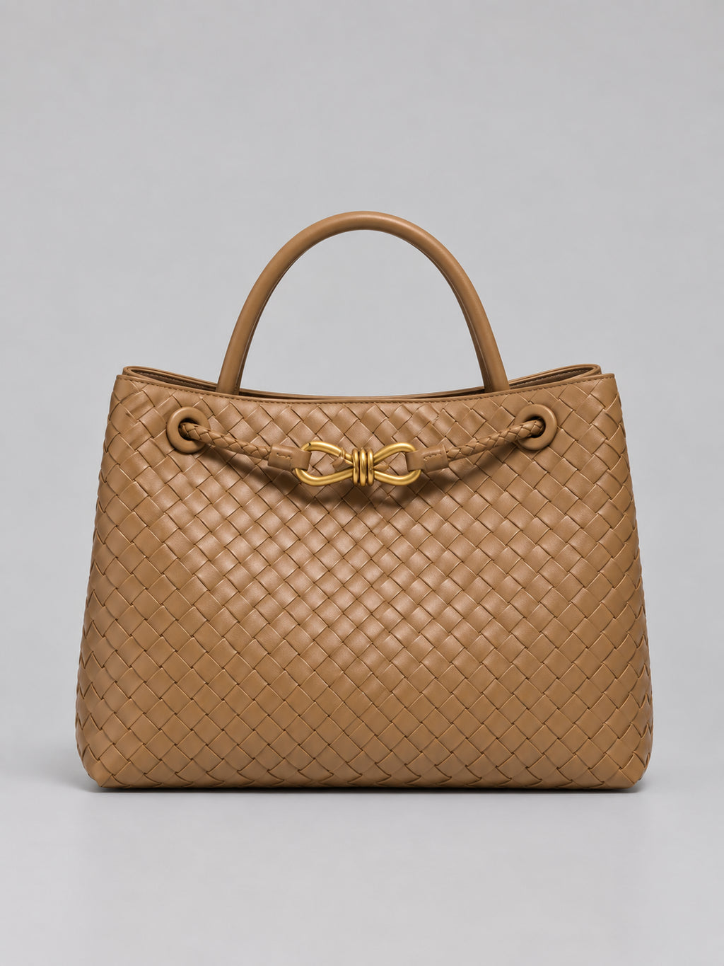 Bianca | Women's Woven Vegan Leather Tote Bag Gold Detail Handbag