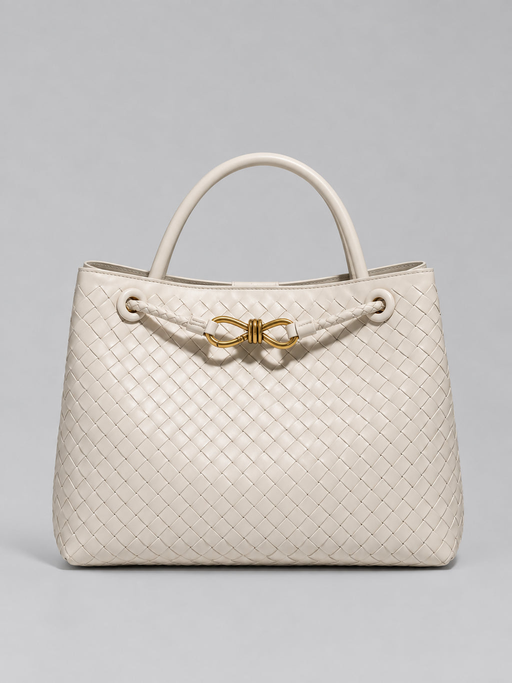 Bianca | Women's Woven Vegan Leather Tote Bag Gold Detail Handbag