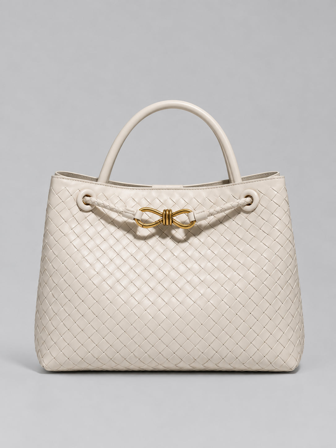 Bianca | Women's Woven Vegan Leather Tote Bag Gold Detail Handbag