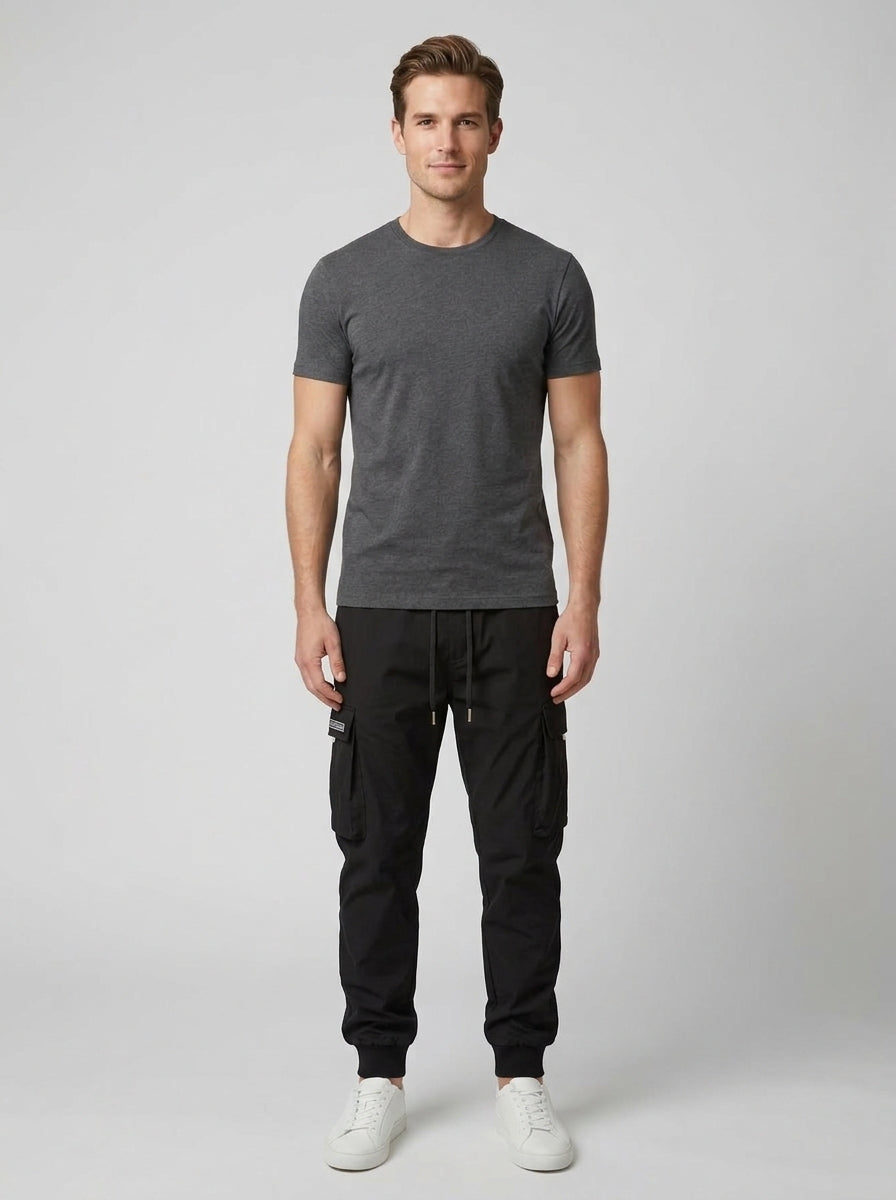 Wilbur | Men's Drawstring Cargo Pants Relaxed Fit Casual Autumn Winter - Front [Lystr 6aab9d31536c91cef599b3e7:front]