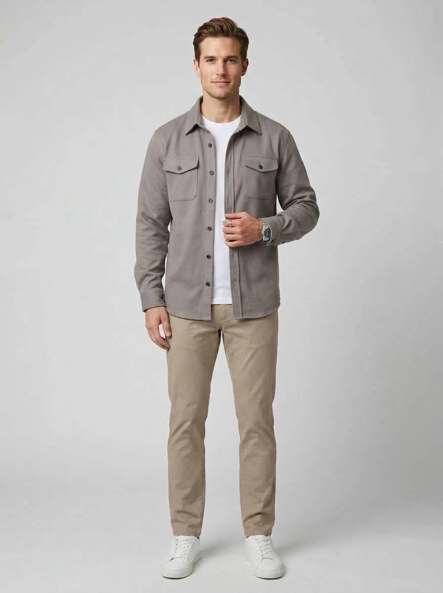 Elijah | Men's Stylish Casual Overshirt Layering Autumn Winter - Front [Lystr 6aab9d86536c91cef599b3f3:front]
