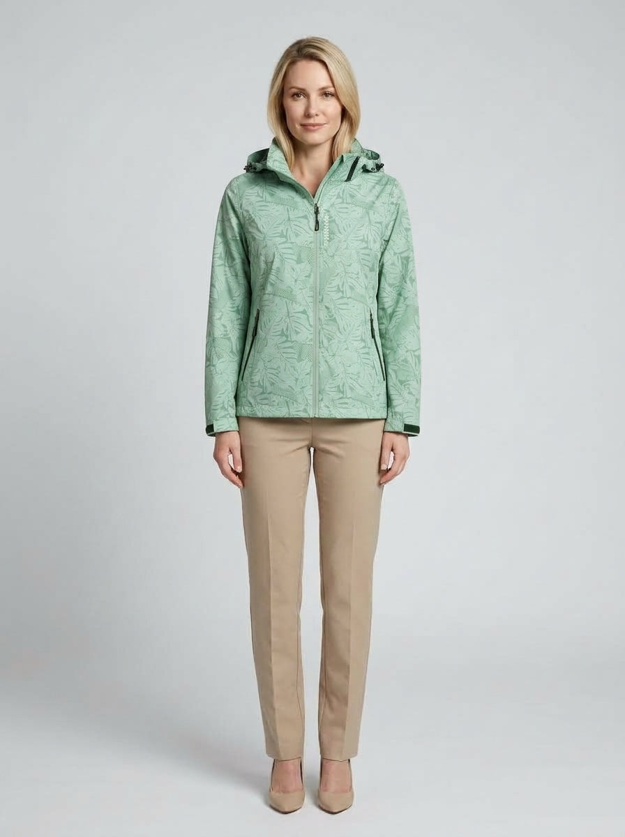 Dore | Women's Hooded Zip Jacket Printed Pattern Casual Autumn Winter - Front [Lystr 6aab9d8b536c91cef599b3f6:front]