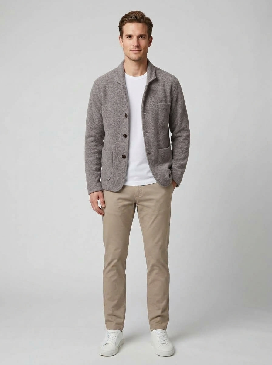 Kiel | Men's Slim Fit Knit Cardigan Button Front Smart Casual Autumn Winter - Front [Lystr 6ab2775d2ba7d720a7302ed0:front]