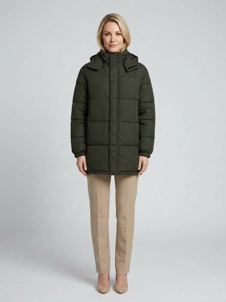 Rosalind | Women's Hooded Padded Winter Coat, Rosin Pink - Front [Lystr 6ac01aeb06f210fd6cf85c0f:front]