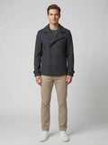 Elias | Men's Short Wool Blend Coat, Classic Dark Grey Winter - Front [Lystr 6ac01b1106f210fd6cf85c21:front]