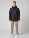 Theo | Men's Hooded Padded Winter Coat, Black Insulated Outerwear - Front [Lystr 6ac01b1506f210fd6cf85c24:front]