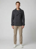 Elias | Men's Short Wool Blend Coat, Classic Dark Grey Winter - Front [Lystr 6ac49f6a4b5d0052da3d6181:front]
