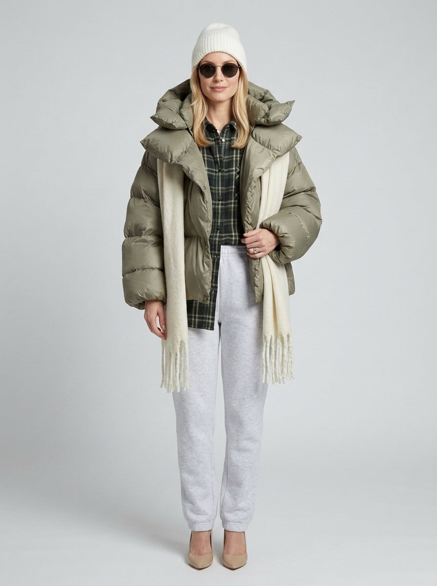 Giada | Women's Quilted Hooded Jacket, Elegant Winter Jacket - Front [Lystr 6a74663cf68a7fe40475b4b9:front]