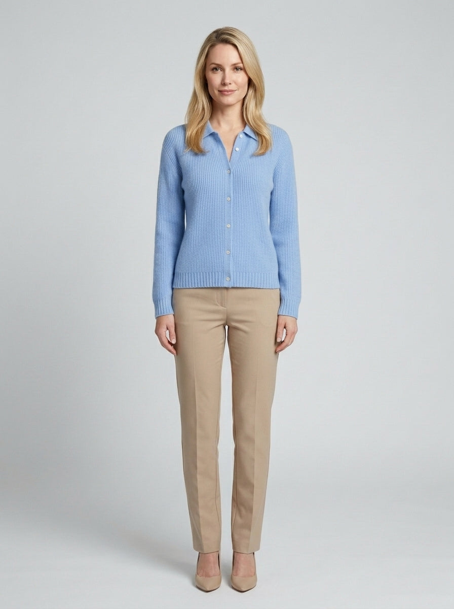 Della | Women's Cardigan, Collared Button-Front Knit Winter Cardigan - Front [Lystr 6a74a35f4dcc9f1159ecd3d9:front]