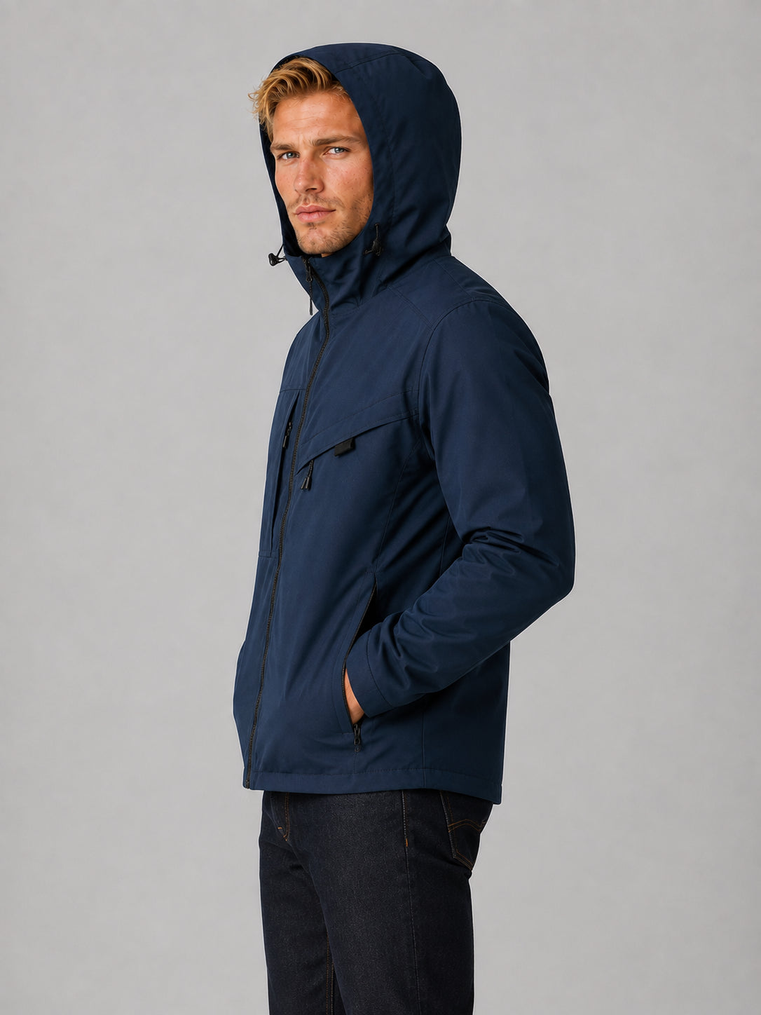 Callan | Men's Wind Water Resistant Hooded Windbreaker Zip Up Outdoor Autumn Winter
