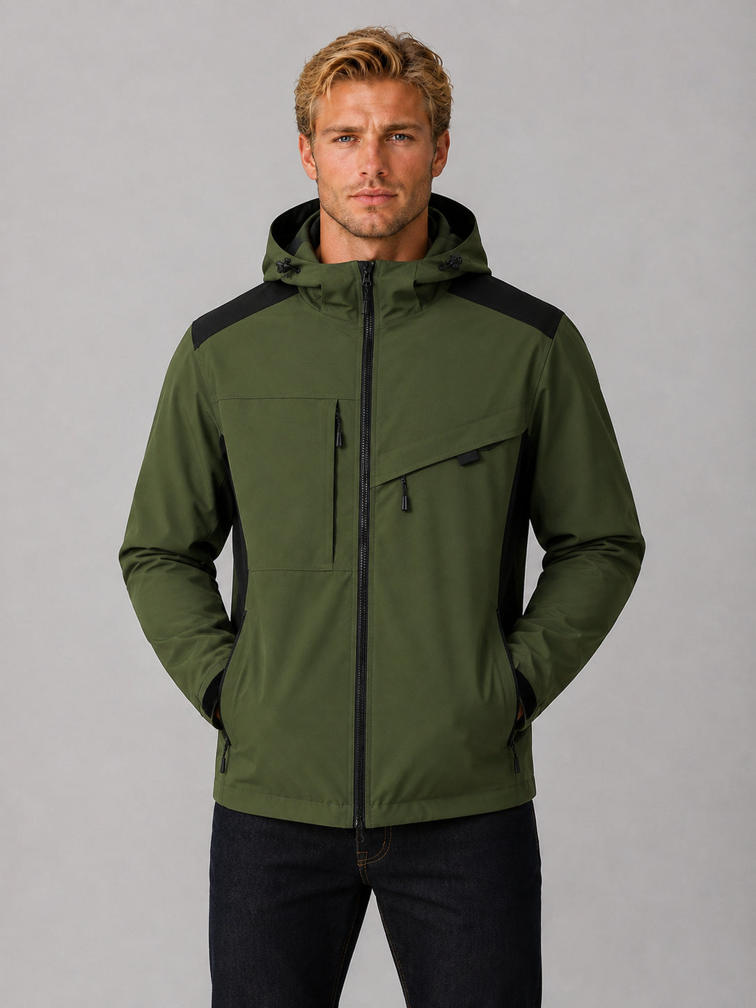 Callan | Men's Wind Water Resistant Hooded Windbreaker Zip Up Outdoor Autumn Winter