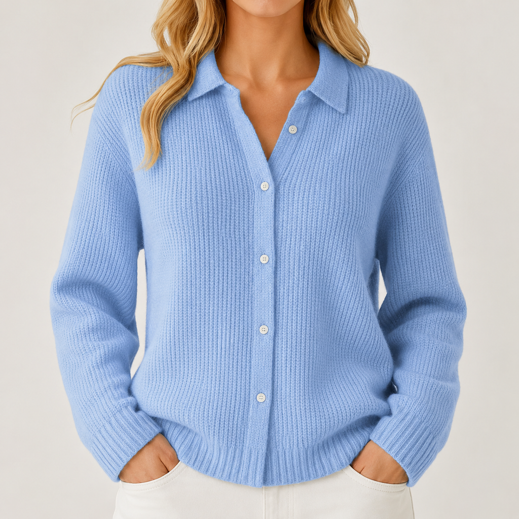 Della | Women's Cardigan, Collared Button-Front Knit Winter Cardigan