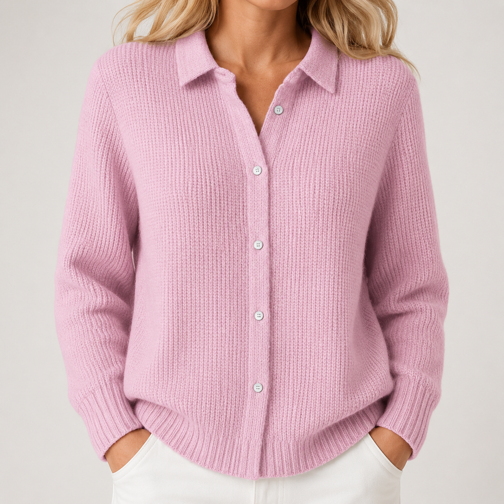 Della | Women's Cardigan, Collared Button-Front Knit Winter Cardigan