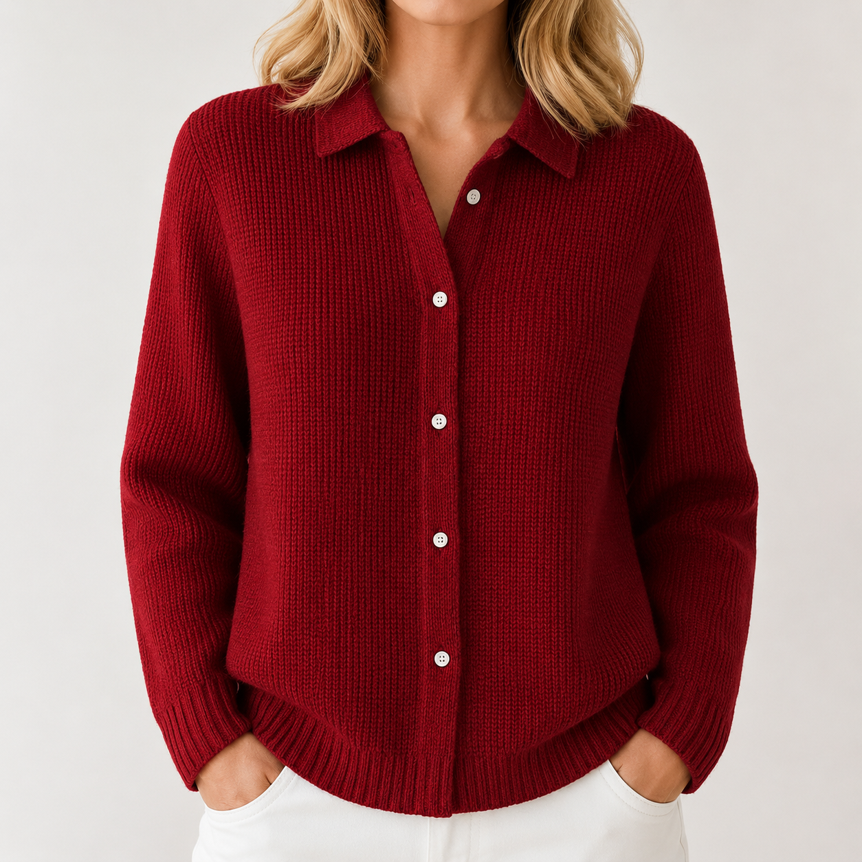 Della | Women's Cardigan, Collared Button-Front Knit Winter Cardigan