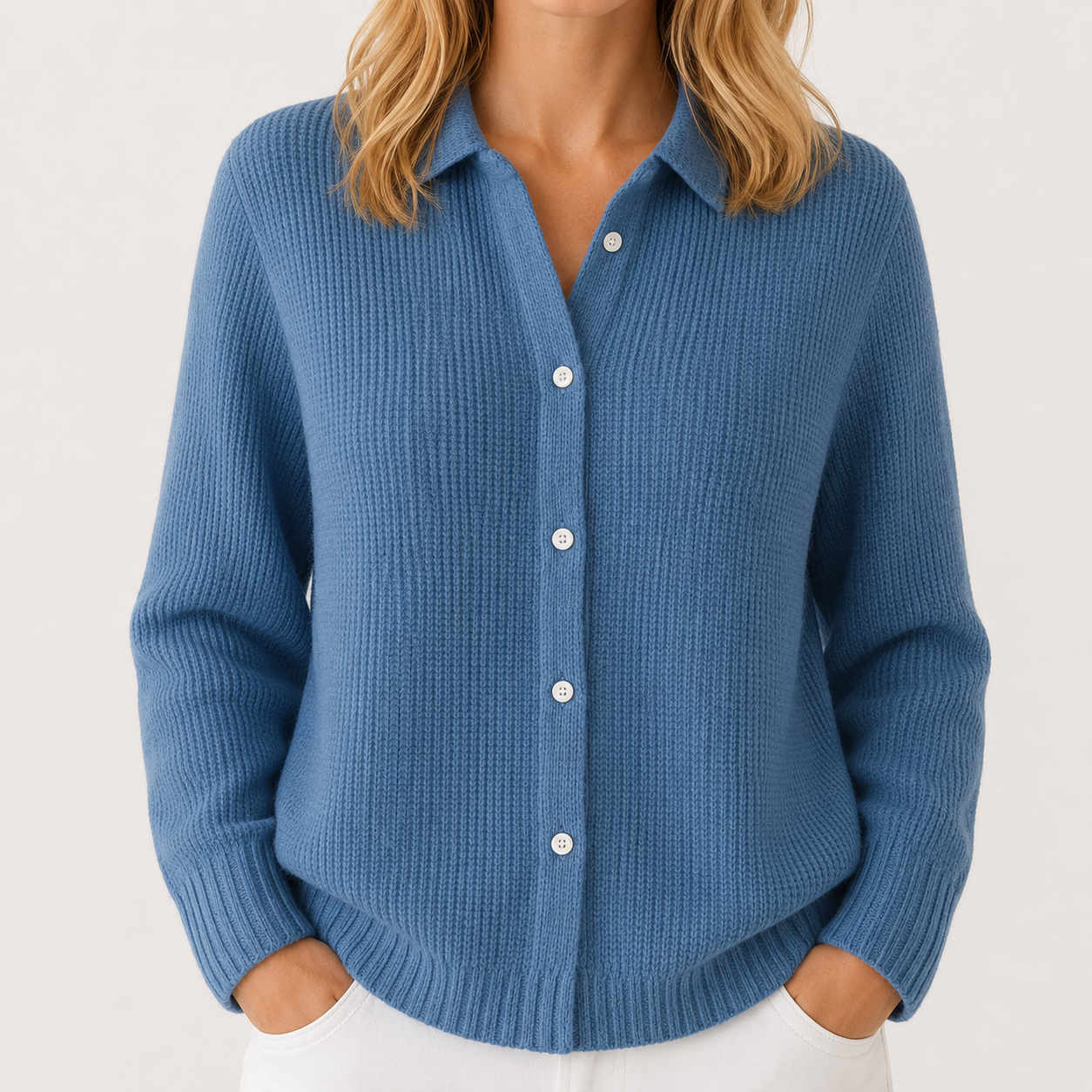 Della | Women's Cardigan, Collared Button-Front Knit Winter Cardigan