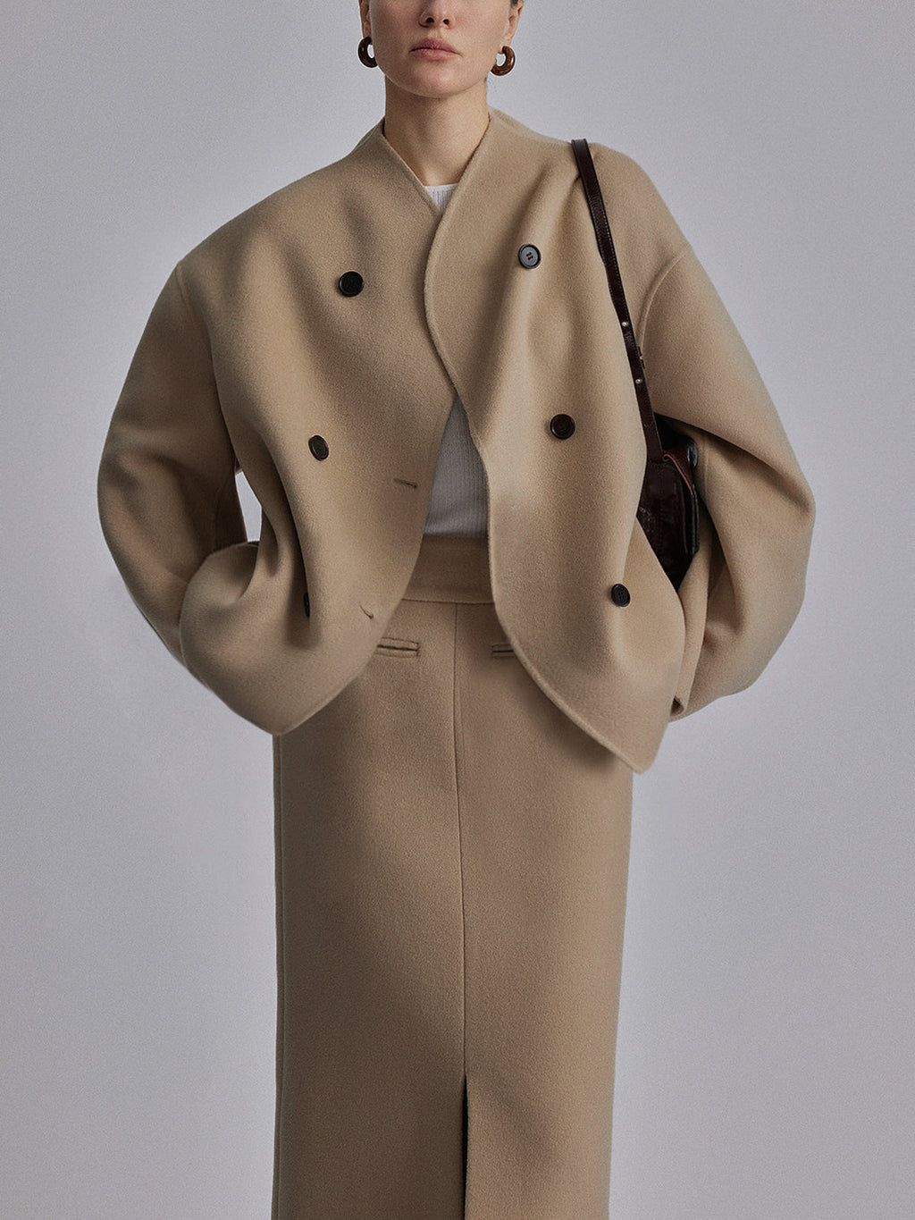 Charlene | Women's Double Breasted Pea Coat Stand Collar Autumn Winter