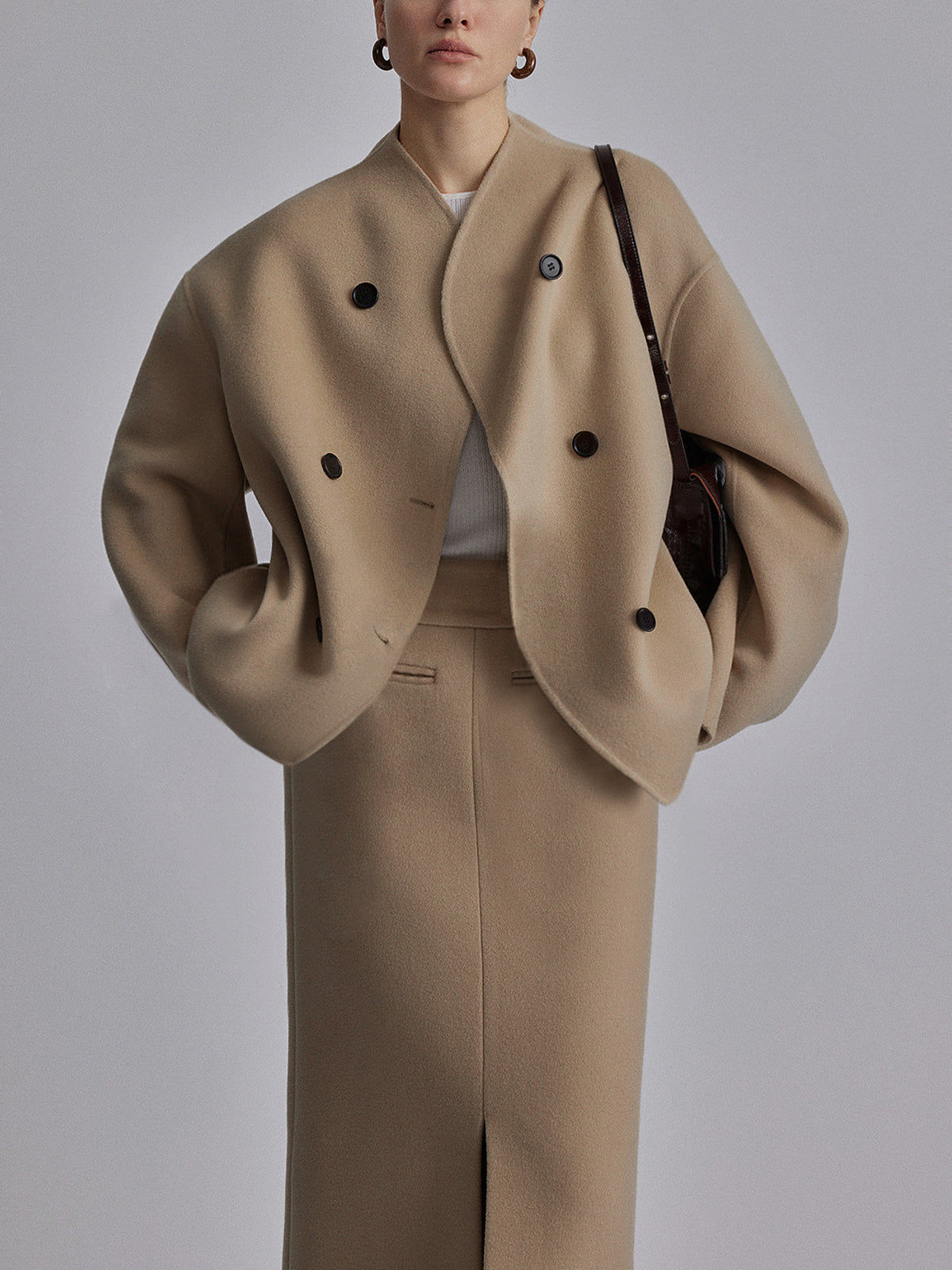 Charlene | Women's Double Breasted Pea Coat Stand Collar Autumn Winter