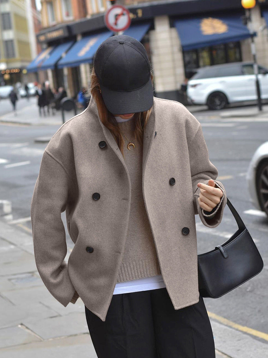 Charlene | Women's Double Breasted Pea Coat Stand Collar Autumn Winter