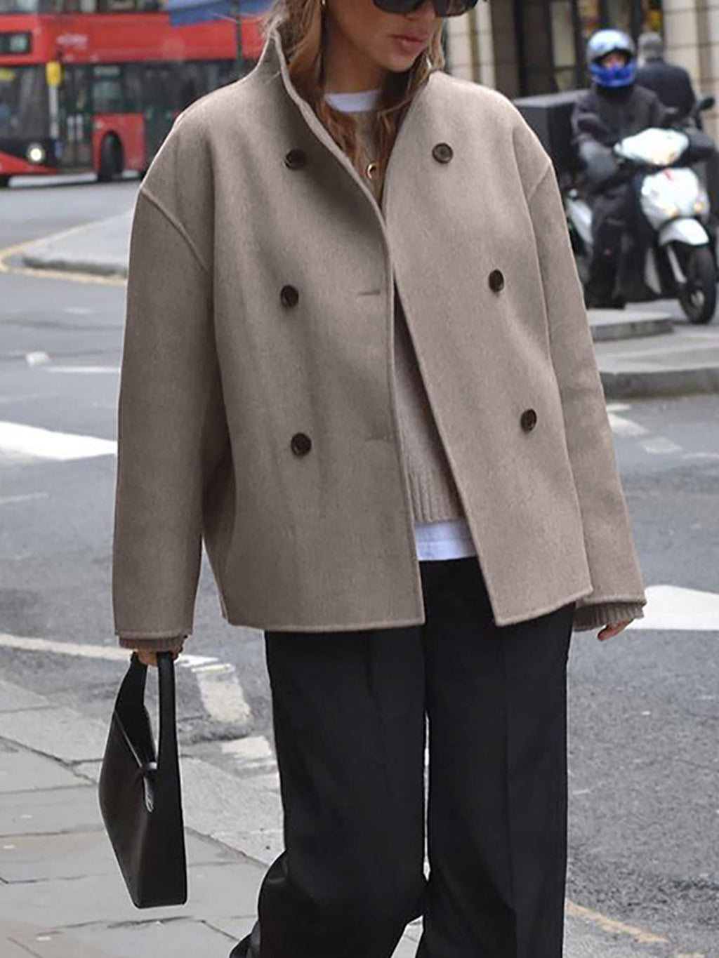 Charlene | Women's Double Breasted Pea Coat Stand Collar Autumn Winter