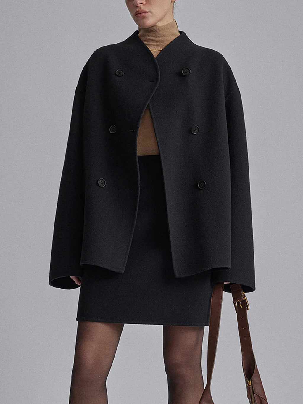 Charlene | Women's Double Breasted Pea Coat Stand Collar Autumn Winter