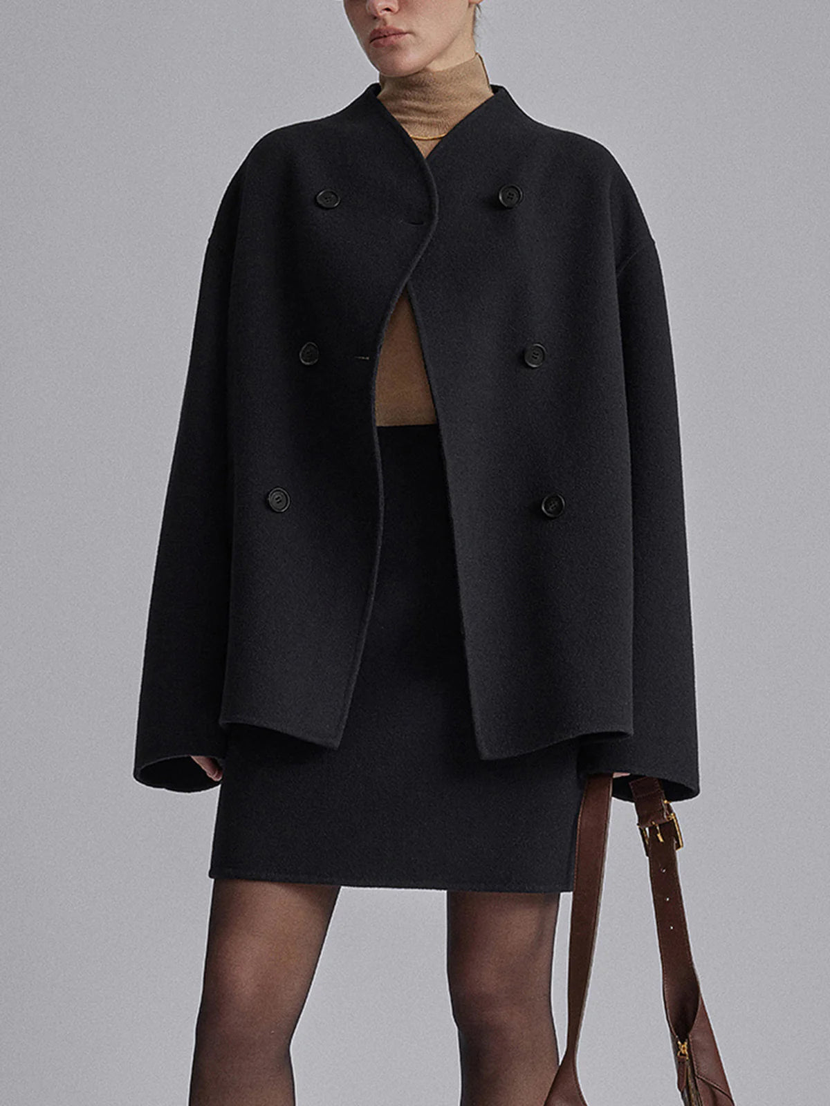 Charlene | Women's Double Breasted Pea Coat Stand Collar Autumn Winter
