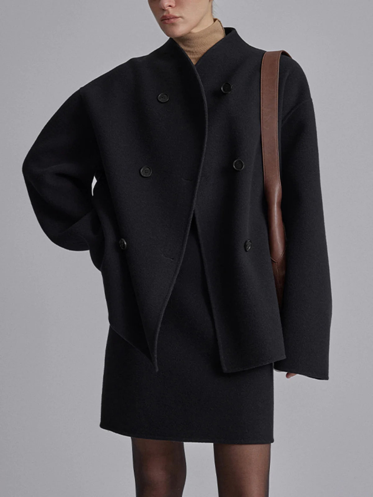 Charlene | Women's Double Breasted Pea Coat Stand Collar Autumn Winter