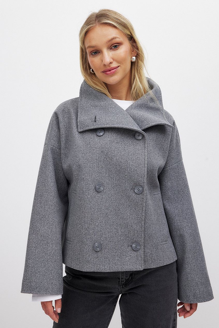 Clara | Women's Cropped Peacoat Double Breasted Wool Blend Winter