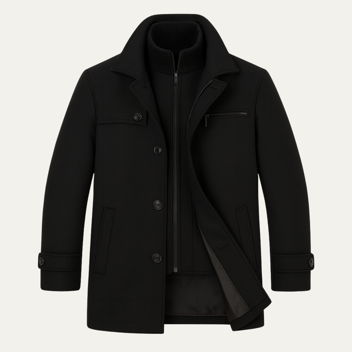 Warwick | Men's Winter Coat, Warm Adjustable Cuff Wool Coat