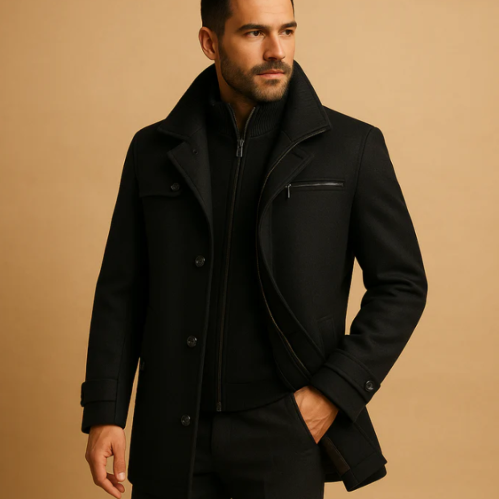 Warwick | Men's Winter Coat, Warm Adjustable Cuff Wool Coat