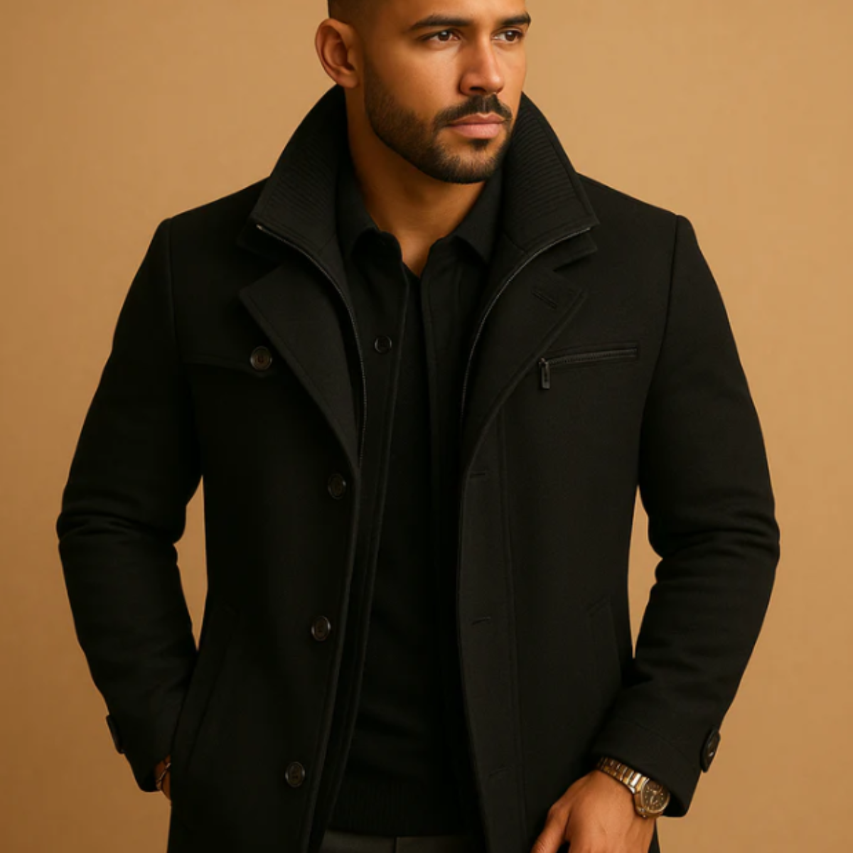 Warwick | Men's Winter Coat, Warm Adjustable Cuff Wool Coat