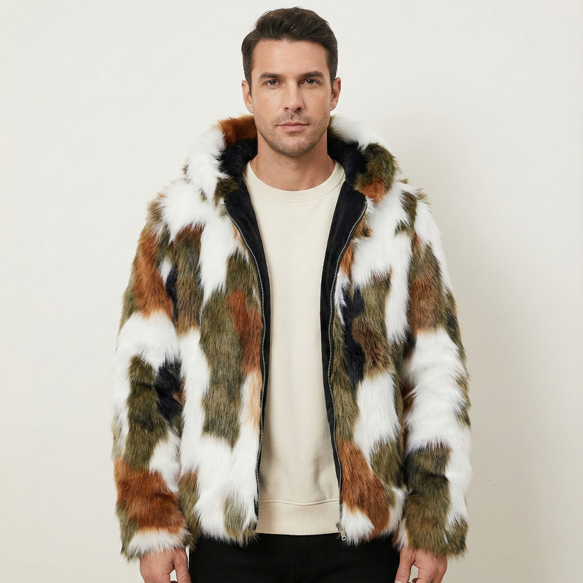 Garda | Men's Hooded Jacket, Elegant Soft Fur Winter Jacket