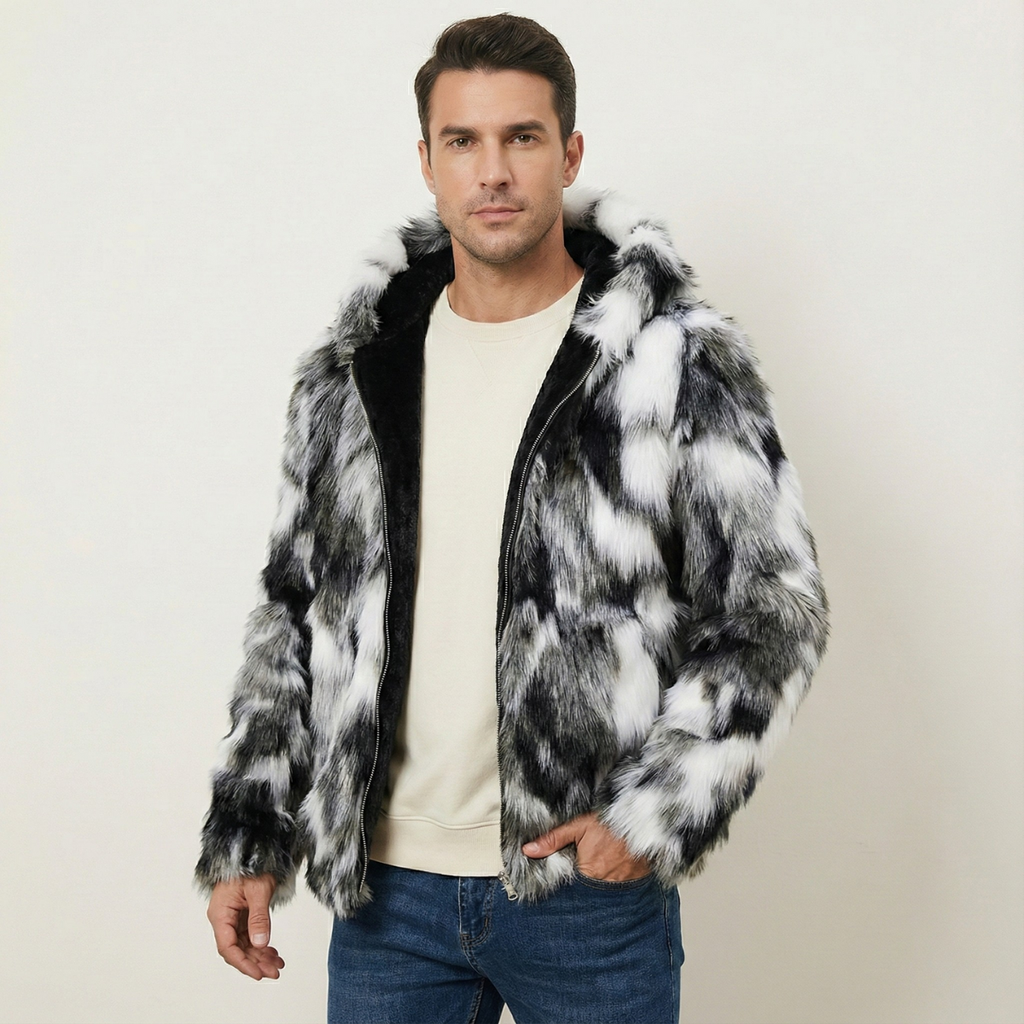 Garda | Men's Hooded Jacket, Elegant Soft Fur Winter Jacket