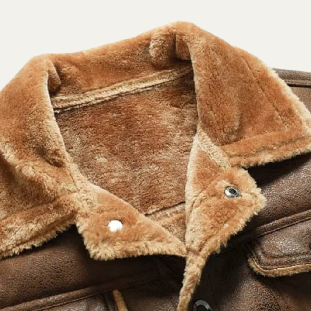Breuil | Men's Leather Jacket, Winter Shearling Biker Jacket