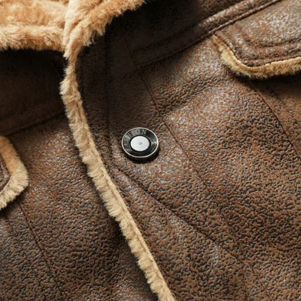 Breuil | Men's Leather Jacket, Winter Shearling Biker Jacket
