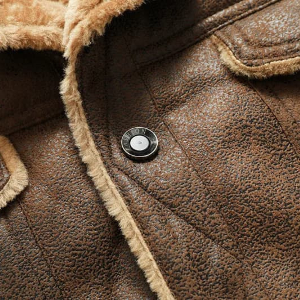 Breuil | Men's Leather Jacket, Winter Shearling Biker Jacket