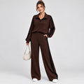 Colette | Women's Striped Knit Lounge Set Contrast Trim Two Piece