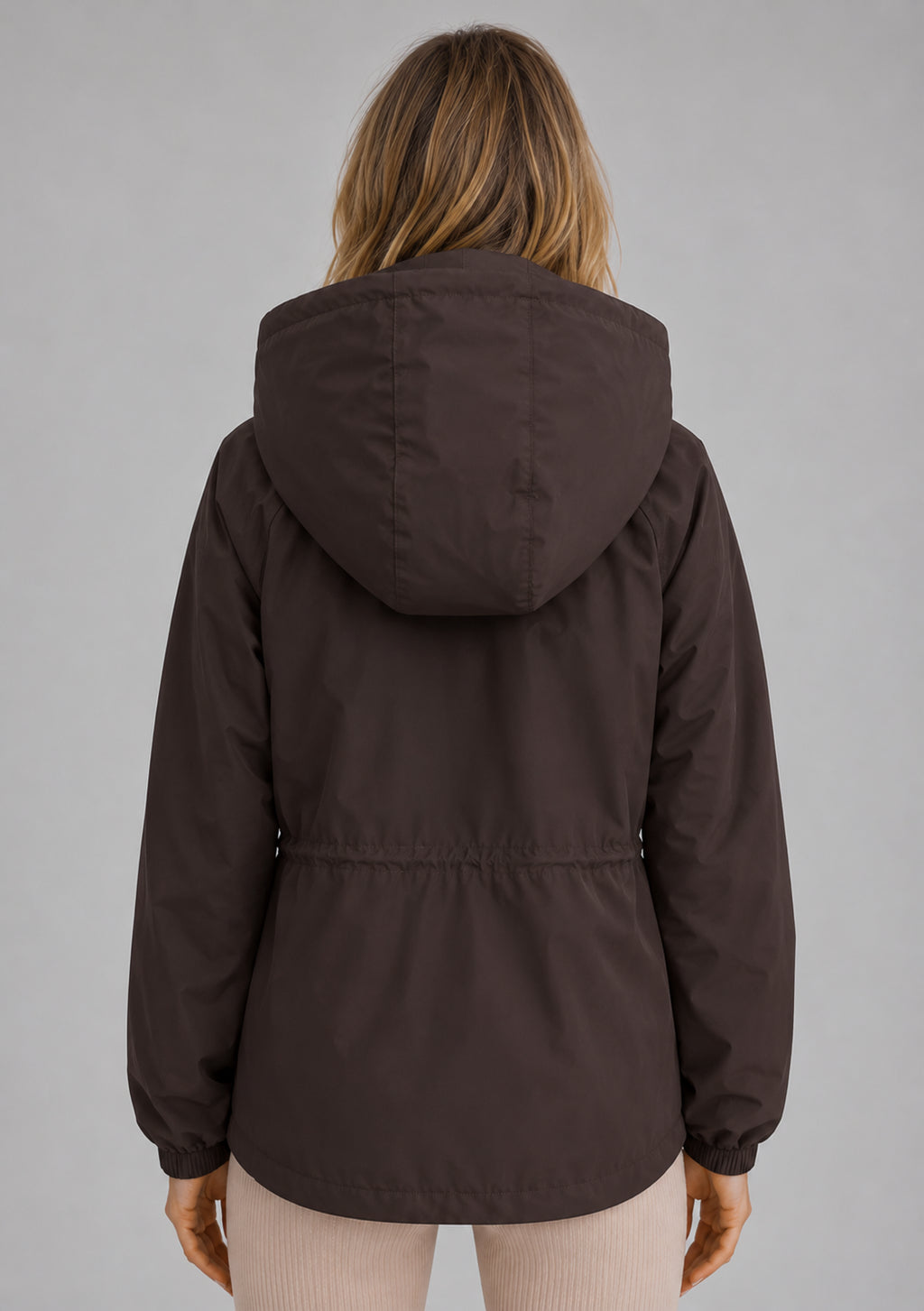 Delphine | Women's Hooded Rain Jacket Drawstring Waist Water Wind Resistant Autumn
