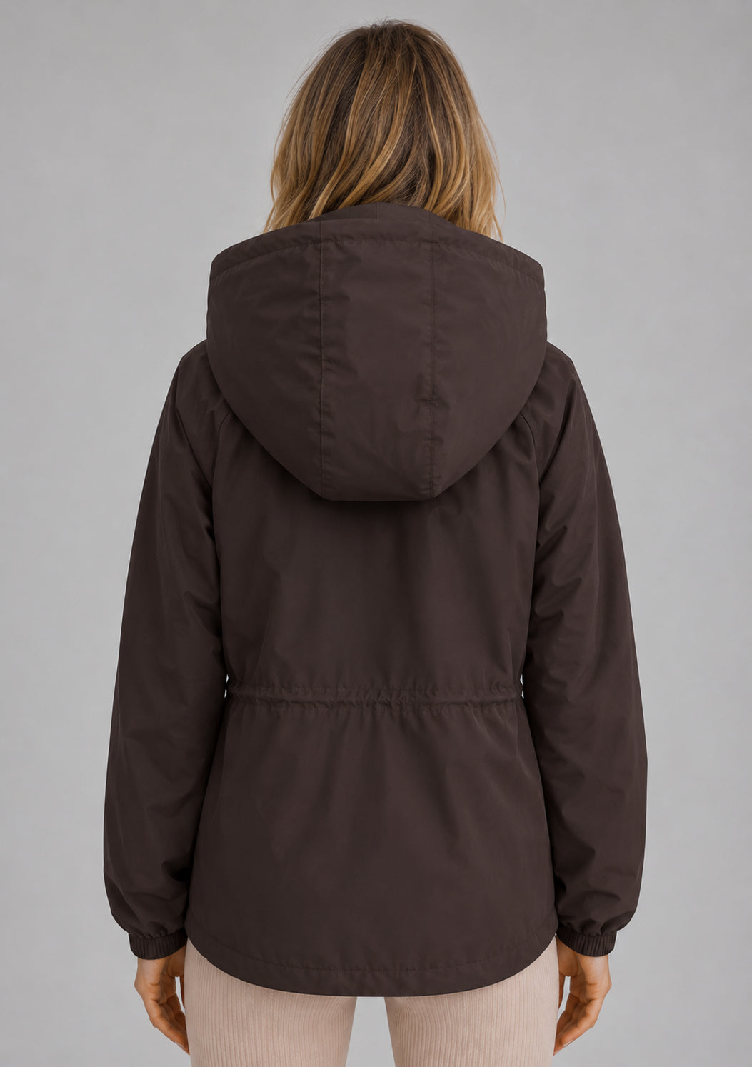 Delphine | Women's Hooded Rain Jacket Drawstring Waist Water Wind Resistant Autumn